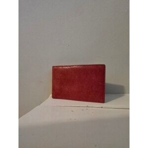 Coach Vintage Red Pebbled Leather Pocket Organizer Navy Interior with Mini Pen